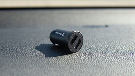 Swissten Auto-Ladegerät 45W 3A Schnellladung mit Anschlüssen: 1xUSB 2xType-C Schwarz Farbe