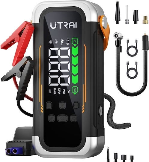 Utrai JS-40 Tragbarer Batterie-Starter Auto & Motorrad 6000A mit Power Bank USB Pumpe Taschenlampe 12V