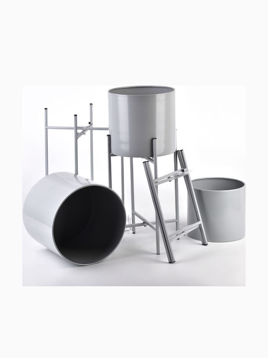 Lumarko Vaze Pentru Plante Metalice Gri Cu Suport 23x23x20cm 3 Bucăți