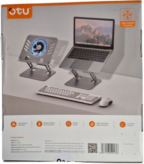 OTU ZH-106 Laptop-Ständer für Laptop bis 13" mit 1 Lüfter Graues