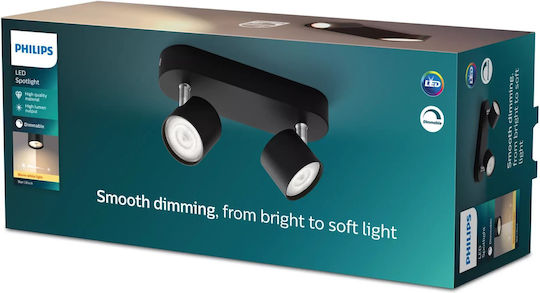 Philips Dublu LED Spot în Culoare Negru