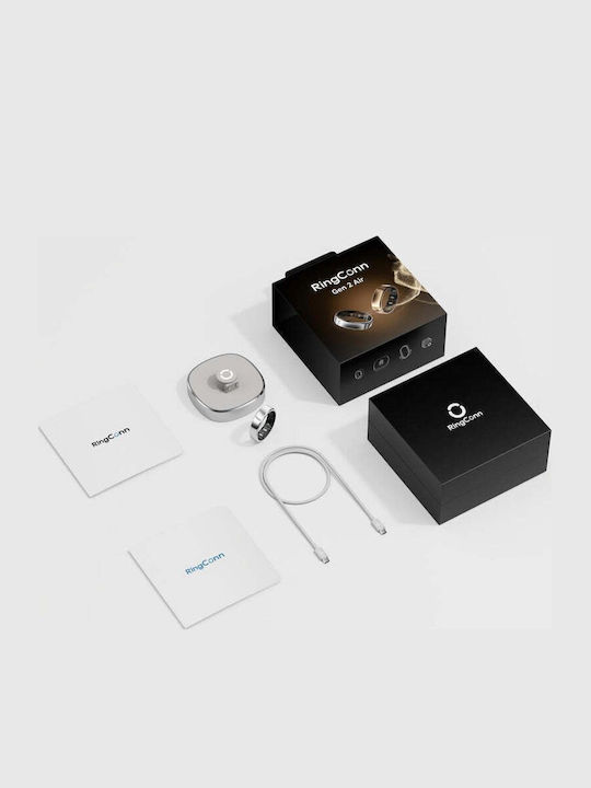 RingConn Gen 2 Air Smart Ring 16.5mm Waterproof with Heart Beat Monitor Galaxy Silver