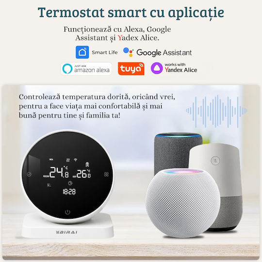 Termostat Digital de Cameră Smart cu Ecran Tactil și Wi-Fi