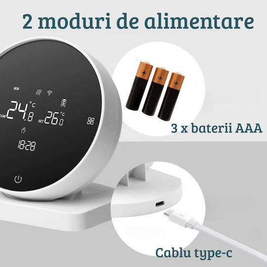 Termostat Digital de Cameră Smart cu Ecran Tactil și Wi-Fi