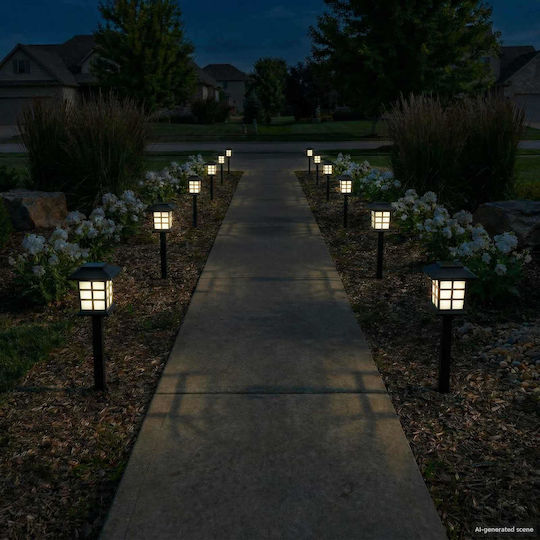 vidaXL Set 12 Spiked Solar Lights Flowers Warm White with Photocell