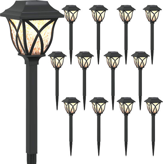 vidaXL Set 12 Solar Light Traffic Lights Warm White With Photocell