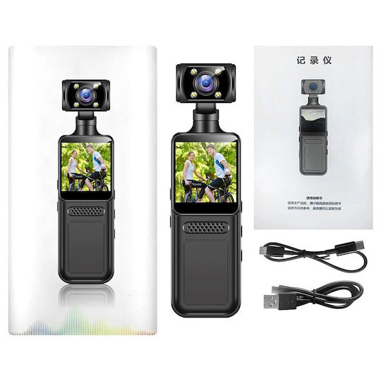 Cameră Video 4K Ultra HD Likesmart Bodycam Flash LED Ecran 1.3" Unghi de Filmare 140° Rotație 180° WiFi Baterie 1500mAh USB Type-C