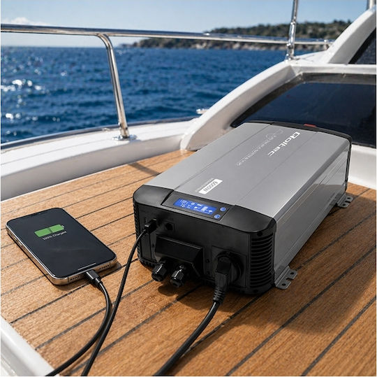 Qoltec Inverter Αυτοκινήτου Καθαρού Ημιτόνου 1000W για Μετατροπή 12V DC σε 230V AC