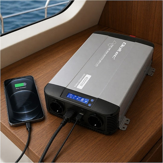 Qoltec Inverter Αυτοκινήτου Καθαρού Ημιτόνου 5000W για Μετατροπή 12V DC σε 230V AC