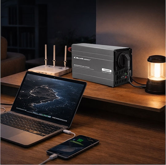 Qoltec Inverter Αυτοκινήτου Τροποποιημένου Ημιτόνου 500W για Μετατροπή 12V DC σε 230V AC