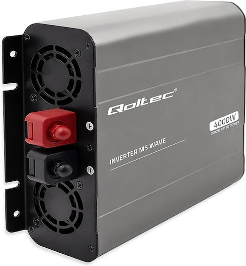 Qoltec Μετατροπέας Τάσης Ms Wave 12v 230v 2000w/4000w Usb Συμβατός Lifepo4 Gel Agm