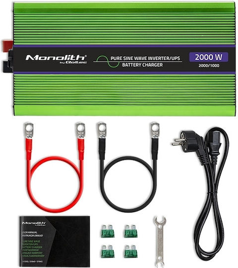 Qoltec Auto-Stromwandler Reine Sinuswelle 2000W für Umwandlung 12V Gleichstrom in 230V AC