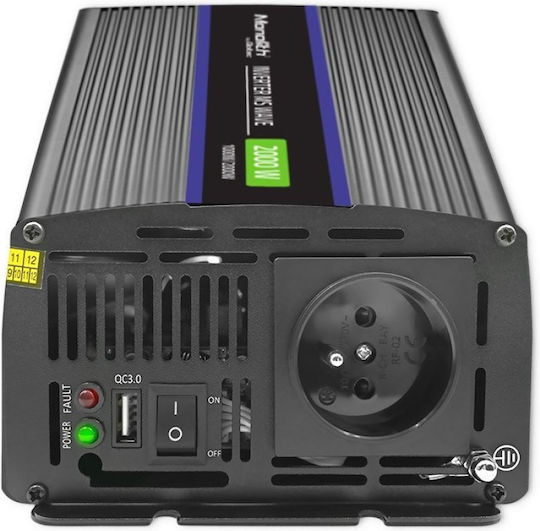 Qoltec Inverter Αυτοκινήτου Τροποποιημένου Ημιτόνου 2000W για Μετατροπή 12V DC σε 230V AC