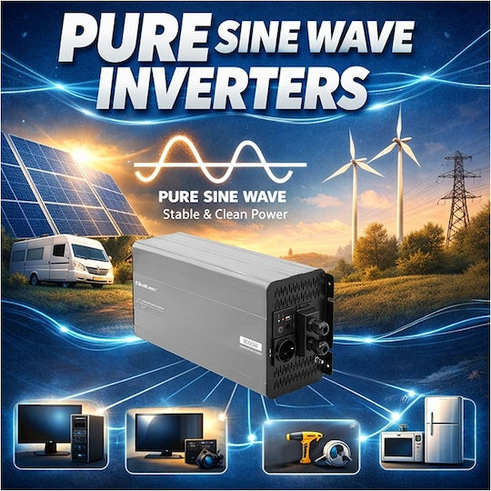 Qoltec Inverter Αυτοκινήτου Καθαρού Ημιτόνου 2500W για Μετατροπή 12V DC σε 230V AC