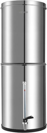 Vevor Water Filtration System Gravity Feed Countertop Water Filtration System Stainless Steel 12.3L 304 Reduces Lead Up To 99% Chlorine 2 Carbon Filters Water Level Faucet Camping At Home