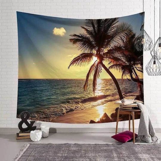 FRIPIA Decorative Tapestry Sunset Handmade Light Blue Fabric 150x130cm