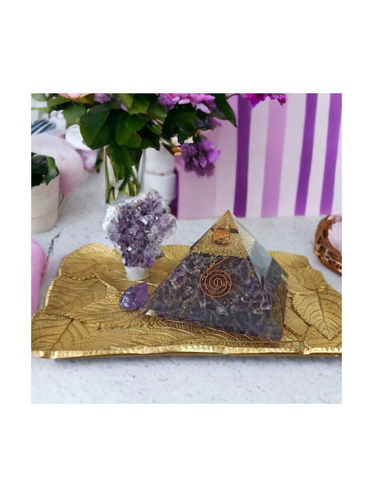 Arya Amethyst Crystal Orgone Pyramid Copper Spiral Quartz Tip