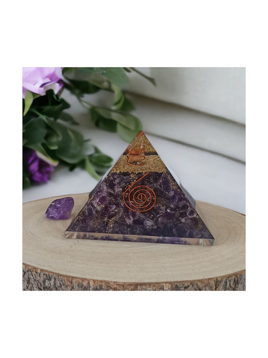 Arya Amethyst Crystal Orgone Pyramid Copper Spiral Quartz Tip
