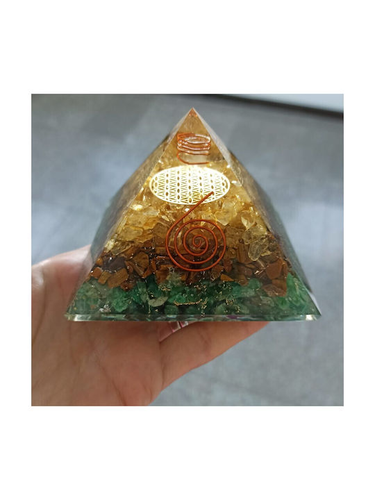 Piramida Mohan Orgone Aventurin Ochi De Tigru Citrin Cristale Simbol Floarea Vieții Spirală De Cupru