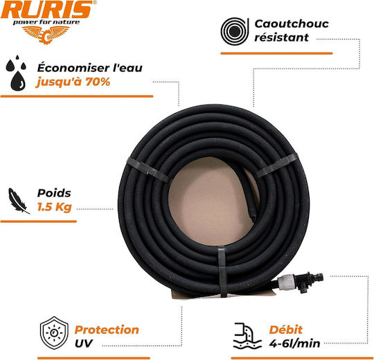 Ruris 1215 – Furtun Poros De Picurare Pentru Irigare 4-6 L Min Debit Rezistent La Uv 15 M 1/2"