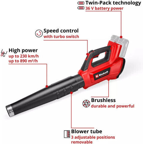 Einhell GP-LB 36/230 Li E BL Handheld Battery Leaf Blower 36V Solo with Maximum Air Speed 230km/h