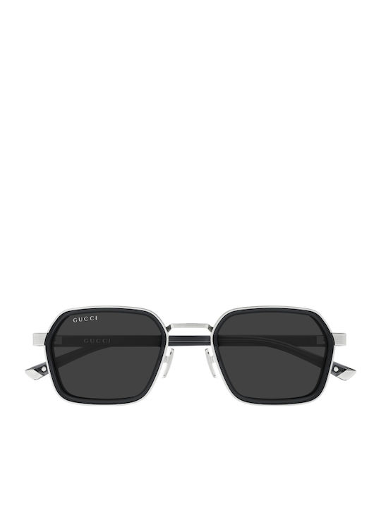 Gucci Ochelari de Soare Pentru Bărbați cu Ramă Argintie și Lentile Gri GG2074S 001