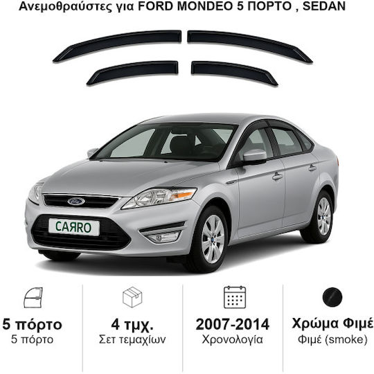 Heko Σετ Ανεμοθραύστες Αυτοκινήτου Μπροστινοί και Πίσω για Ford Mondeo 4D-5D HTB 2007 4τμχ
