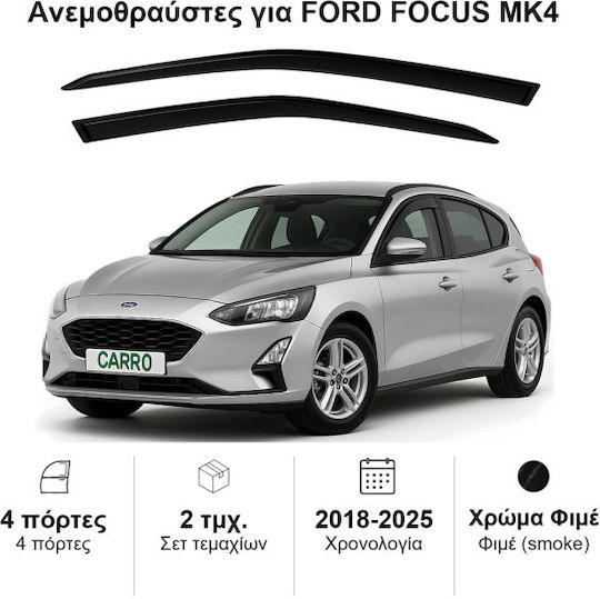 Heko Set of Windbreakers Front Car Dark Fime for Ford Focus 2pcs