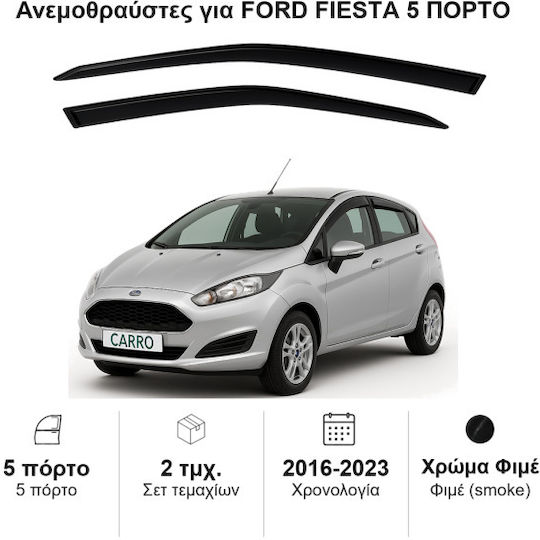 Heko Set deflectoare de vânt Dark Fime pentru Ford Fiesta MK7 5D 2017 2buc