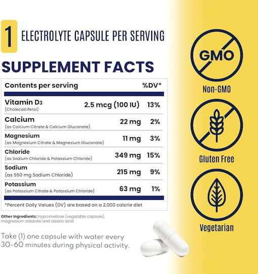 SaltStick Buffered Electrolyte Salts 100 Vegetable Capsules