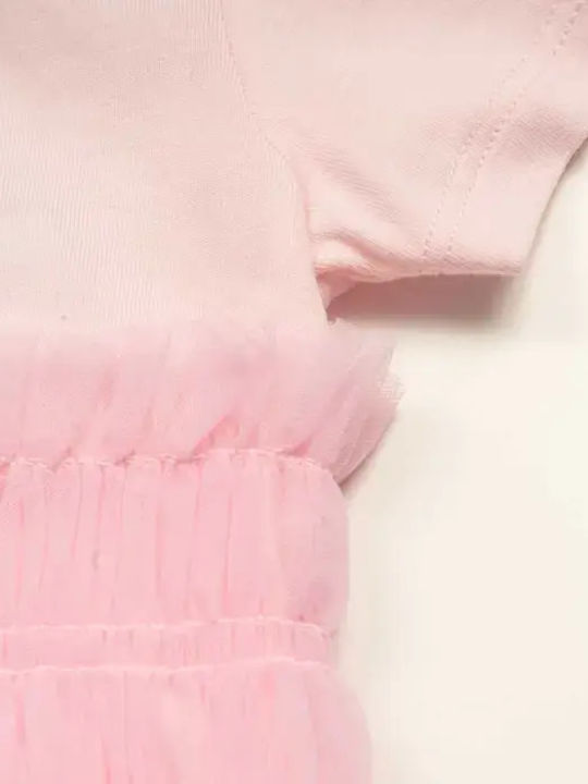 Girls Dress Short Sleeve Tulle Set with Panty Pink