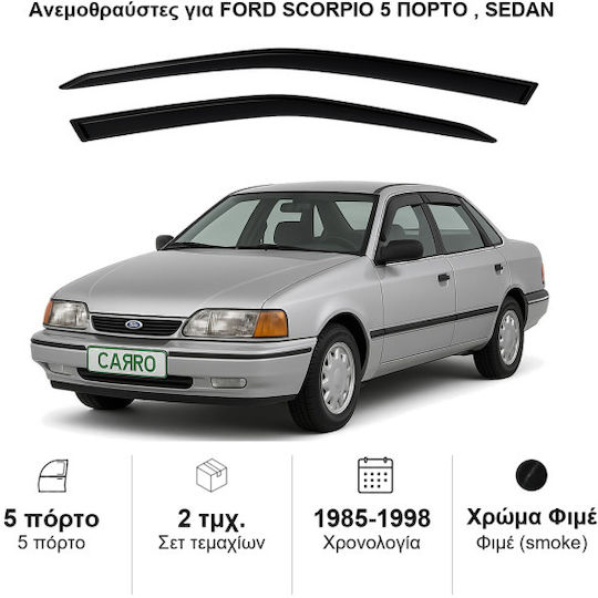 Heko Set of Windbreakers Front Car Dark Fime for Ford Scorpio 2pcs