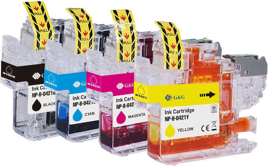 G&G Pack of Compatible Inkjet Printer Cartridges Brother Brother LC-421VAL 200 Pages 13.7ml Black 4 Pieces