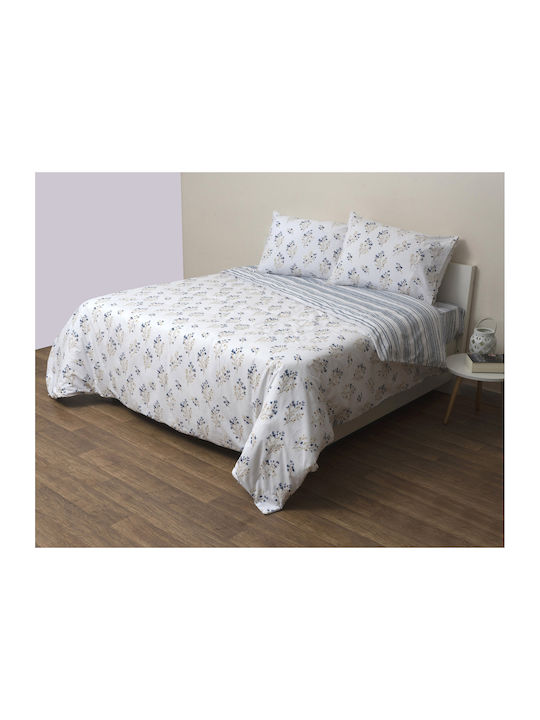Viopros Veroniki Double Bed Sheets Set With Rubber Hugger 160x200+25cm Veroniki (4 Pieces)