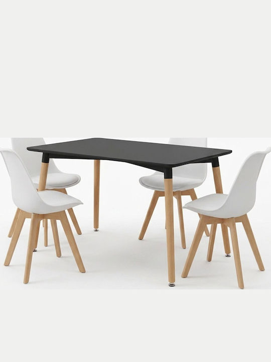 Kitchen Table Gaston with 4 Chairs 120x80cm