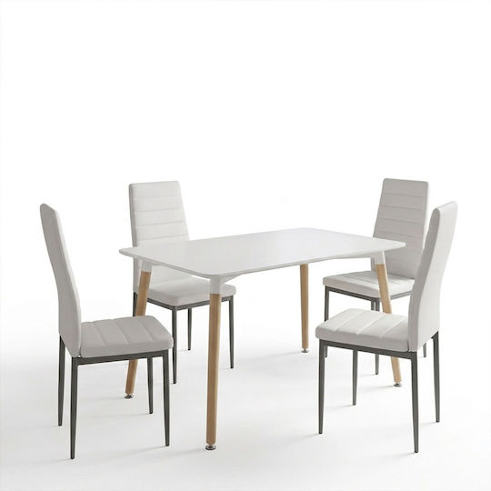 Masă de Bucătărie Parker cu 4 Scaune 120x80cm