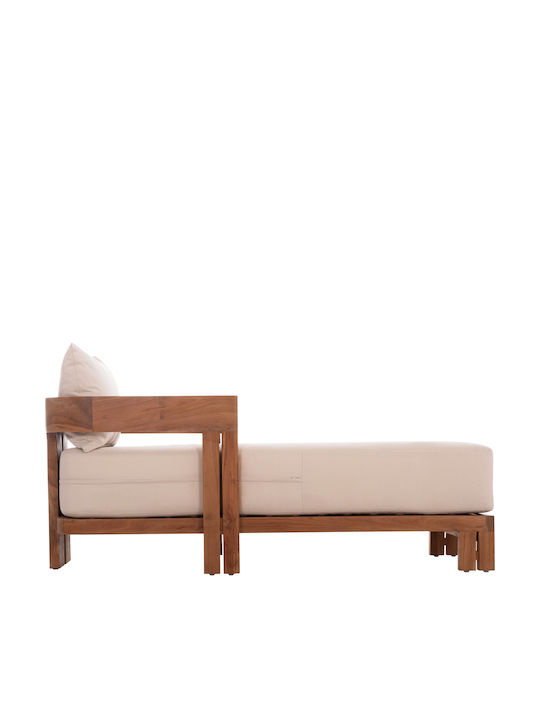 Hölzene Garten- und Pool-Liegestuhl Kioto mit Beige Kissen 165x70x64cm