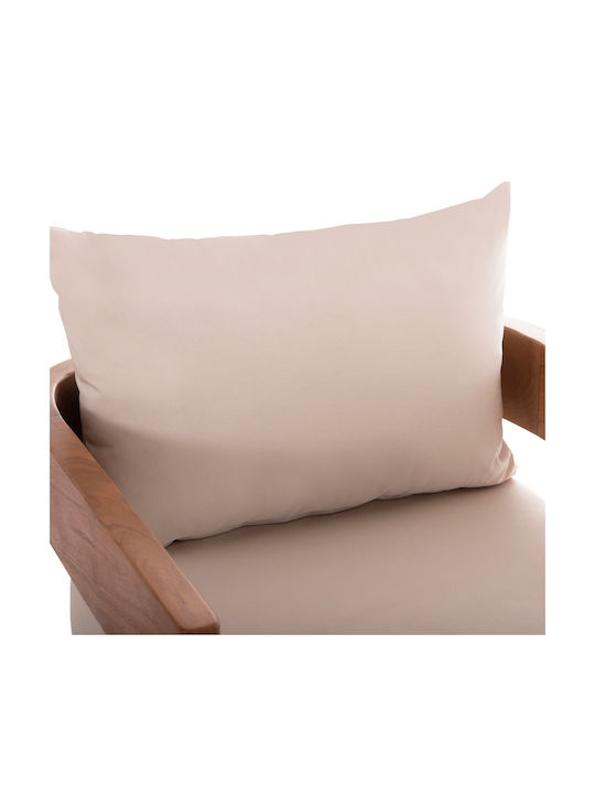 Hölzene Garten- und Pool-Liegestuhl Kioto mit Beige Kissen 165x70x64cm
