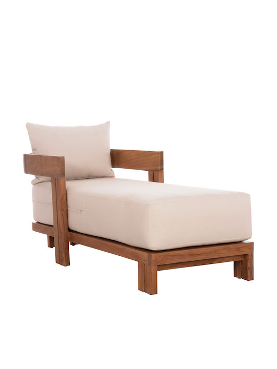 Hölzene Garten- und Pool-Liegestuhl Kioto mit Beige Kissen 165x70x64cm