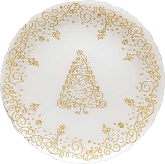 Easylife Gold Christmas Glass Plate 33cm (Miscellaneous Designs/Colors)