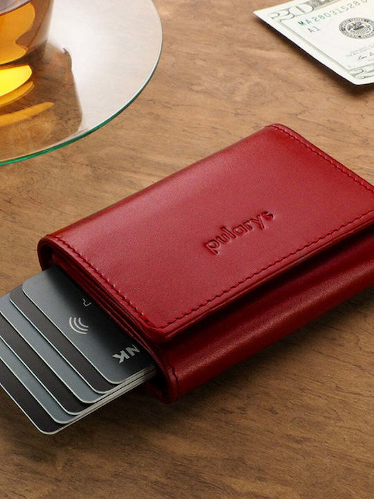 Кожен мъжки портфейл с RFID Червен