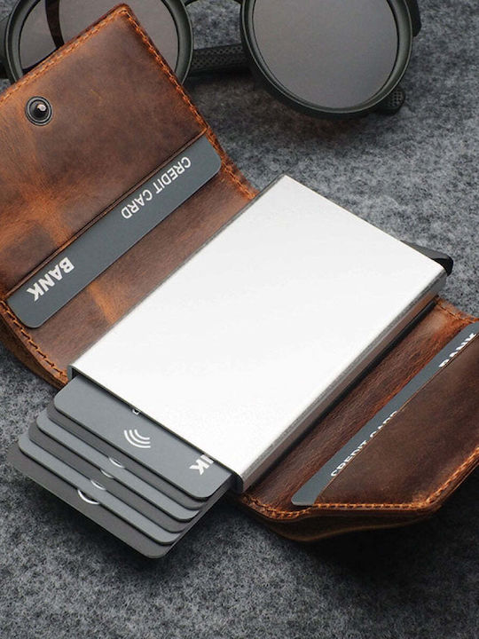Мъжки кожен портфейл с RFID Кафяв