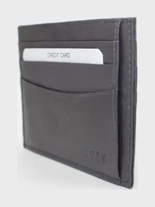 Leather Men's Card Wallet Grey