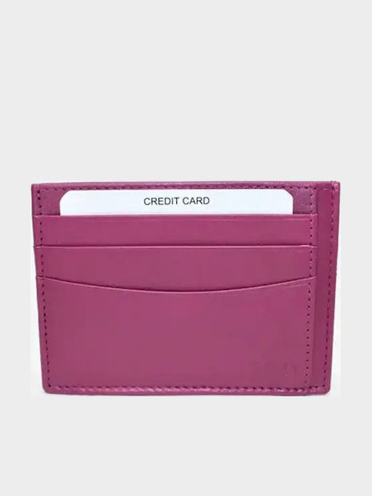 Leather Men's Card Wallet Purple
