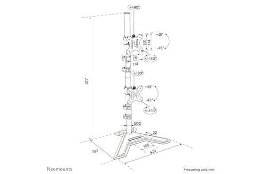 Neomounts Suport de Masă pentru 2 Monitoare până la 32" cu Braț (DS45-600BL2V)