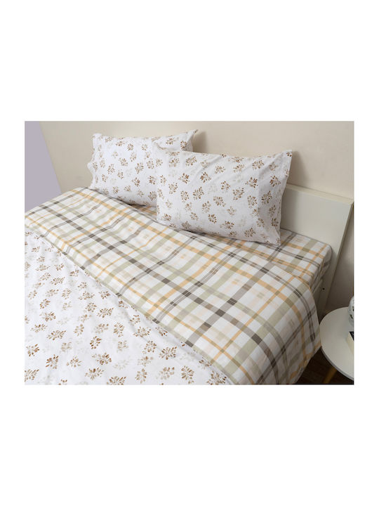 Viopros Viopros Tagesdecken Set Halbdoppel Baumwolle Weiß-Beige 180x240cm 2 Stück