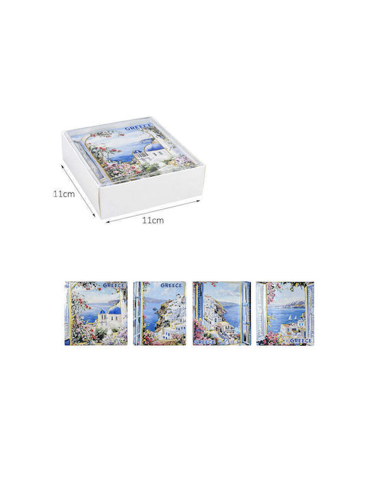 Plastic Coasters with Blue Stand 4 Pieces