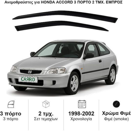 Heko Satz Windabweiser Vordere Dark Fime für Honda Übereinstimmung 2Stück