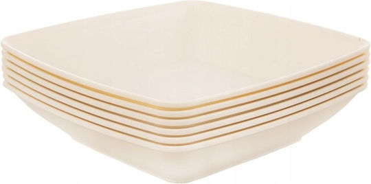 Vilde Sandy Servierplatte und Schüssel aus Kunststoff Beige mit Durchmesser 17,5cm 6 Stück