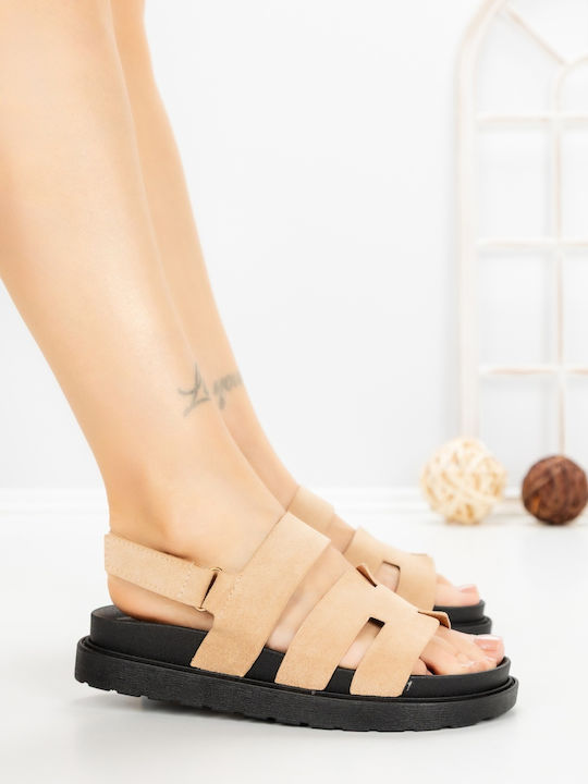 Sandale Casual Damă Flatforme Bej